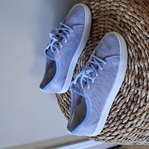 NWOT Soludos Womens The Original Ibiza Azure Blue Mesh Lace-Up Low Sneakers S-10